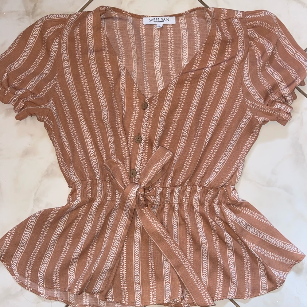 Sweet Rain Peplum Top- Medium